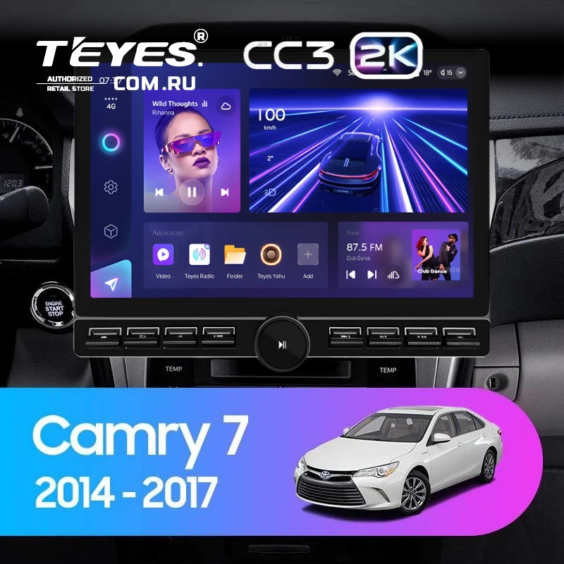 Штатная магнитола Teyes CC3 2K 6/128 Toyota Camry 7 XV 50 55 (2014-2017) (North America) F5 (13" с кнопками)