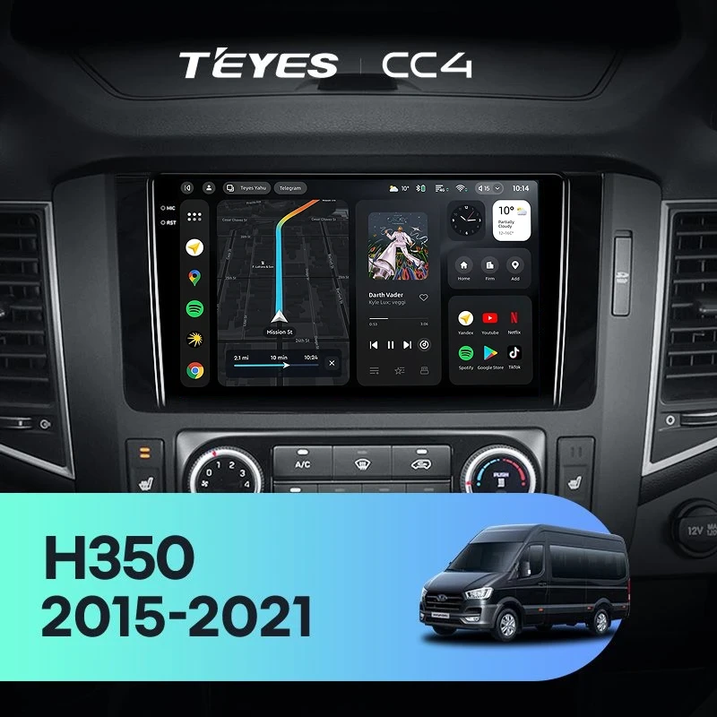 Штатная магнитола Teyes CC4 6/64 Hyundai H350 (2015-2021)