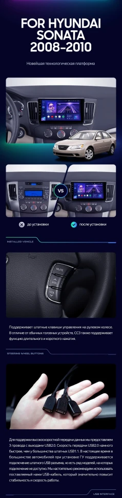 Штатная магнитола Teyes CC3 4/32 Hyundai Sonata NF (2008-2010) F1
