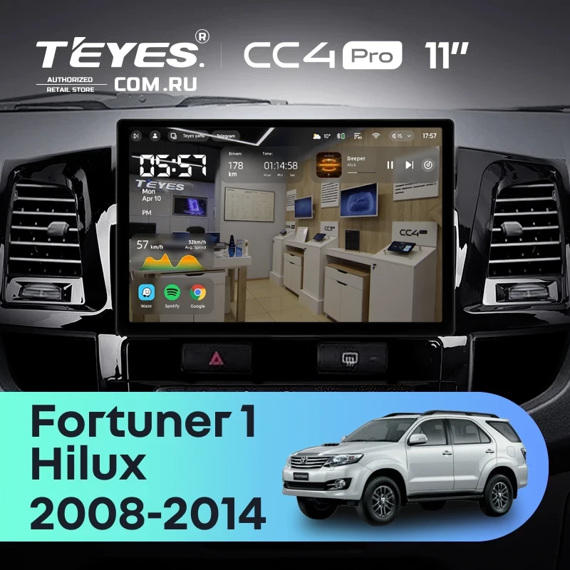 Штатная магнитола Teyes CC4 Pro 12/256 Toyota Fortuner (2008-2014) F1 (11")