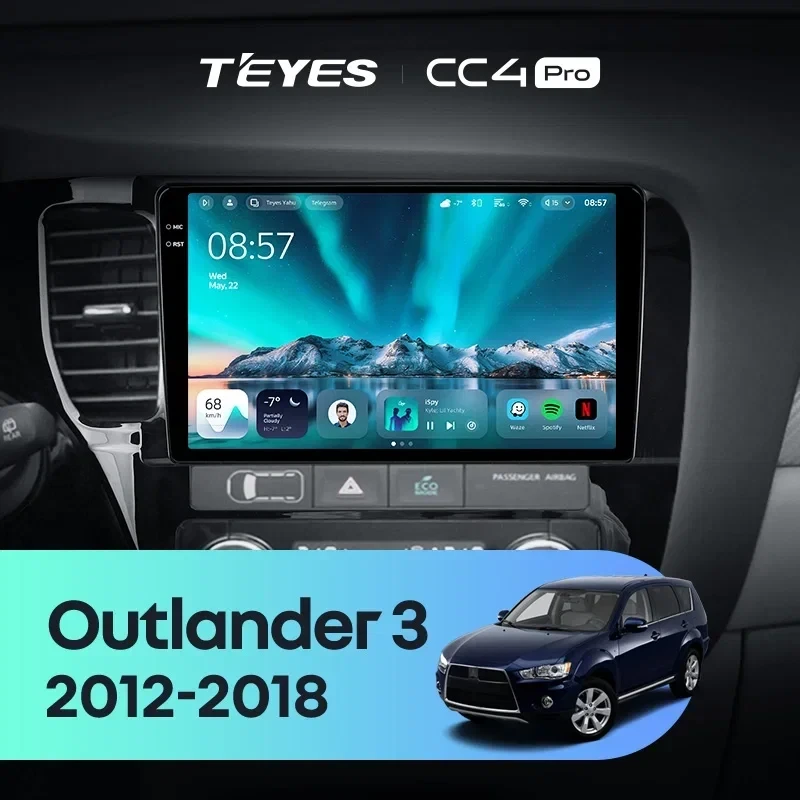 Штатная магнитола Teyes CC4 Pro 8/128 Mitsubishi Outlander 3 GF0W GG0W (2012-2018) Тип-A Правый руль