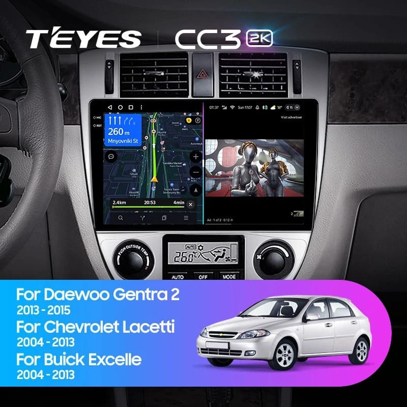 Штатная магнитола Teyes CC3 2K 4/32 Chevrolet Lacetti J200 (2004-2013) F2