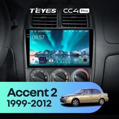Штатная магнитола Teyes CC4 Pro 8/128 Hyundai Accent II LC2 (1999-2012) F2