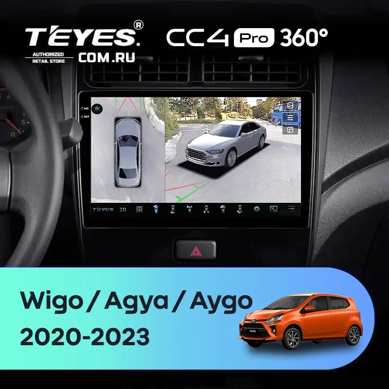 Штатная магнитола Teyes CC4 Pro 360 12/256 Toyota Wigo/Agya (2020-2023) F1
